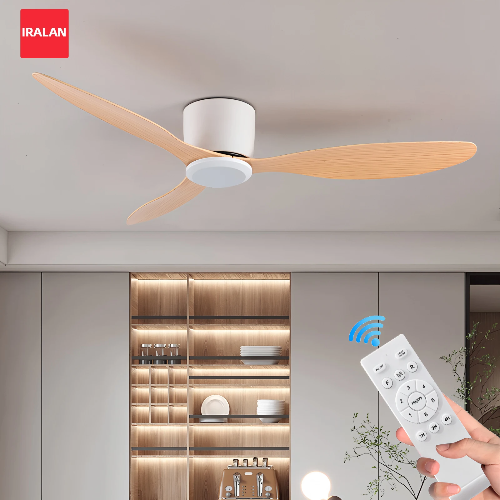 IRALAN 42 52 Inch Ceiling Fans No Light DC Motor Remote Control Cooling Fans Low Floor Ceiling Fan Silent Large Home Fan