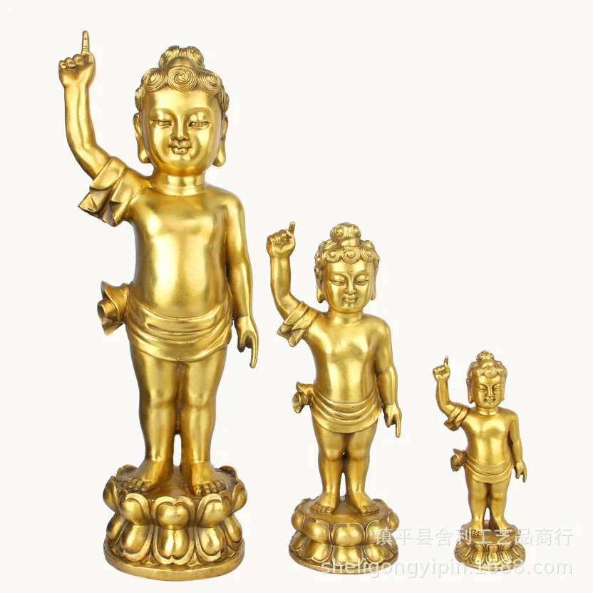 

Pure brass Prince Bathing Sakyamuni Pointing to the Heaven and the Earth Buddha Bronze Statue Ornament Crafts Figure Sculpture