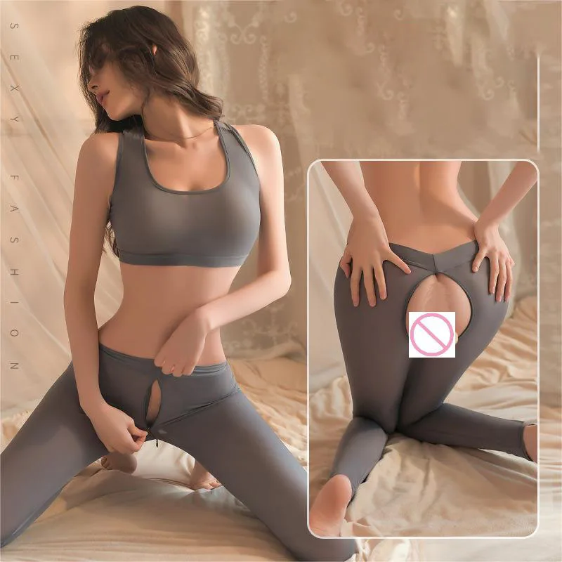 Outdoor Sex Set Wild Sexy Lingerie Slim Fit Yoga Open Crotch Pants Cosplay Coach Uniforms Exotic Costume Sex Games Women Outfit