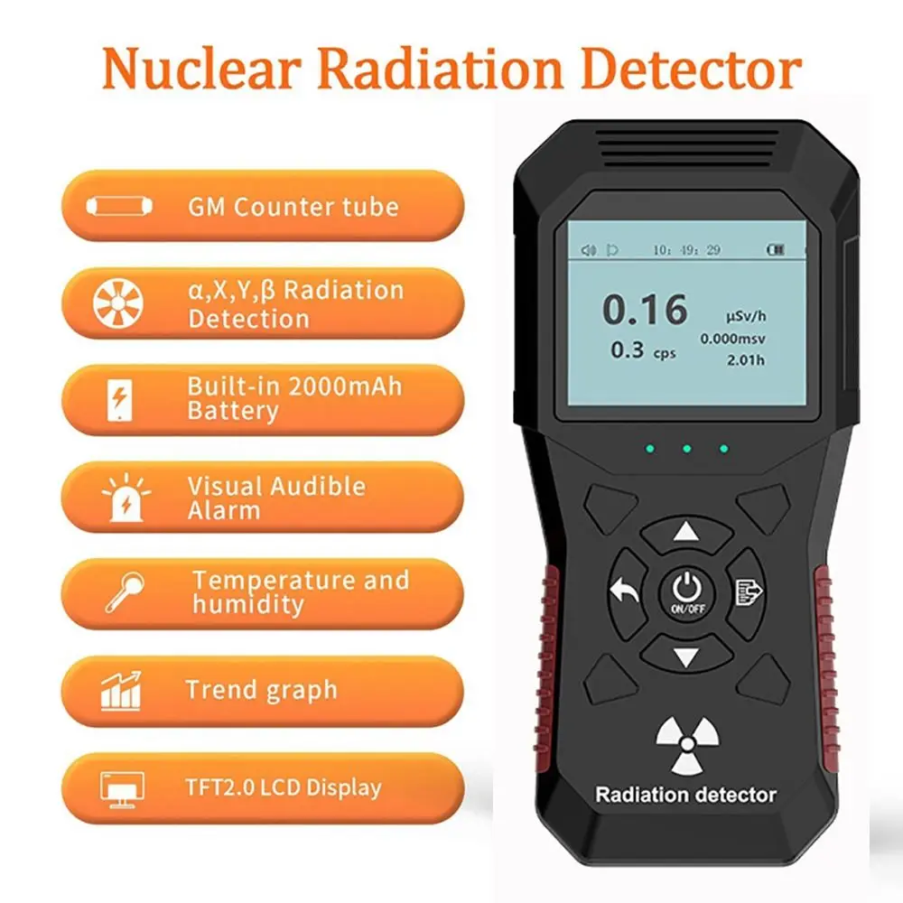 

X-Ray Radiation Meter Professional Temp Alpha Beta Gamma Geiger Counter Humidity TFT Nuclear Radiation Detector Outdoor