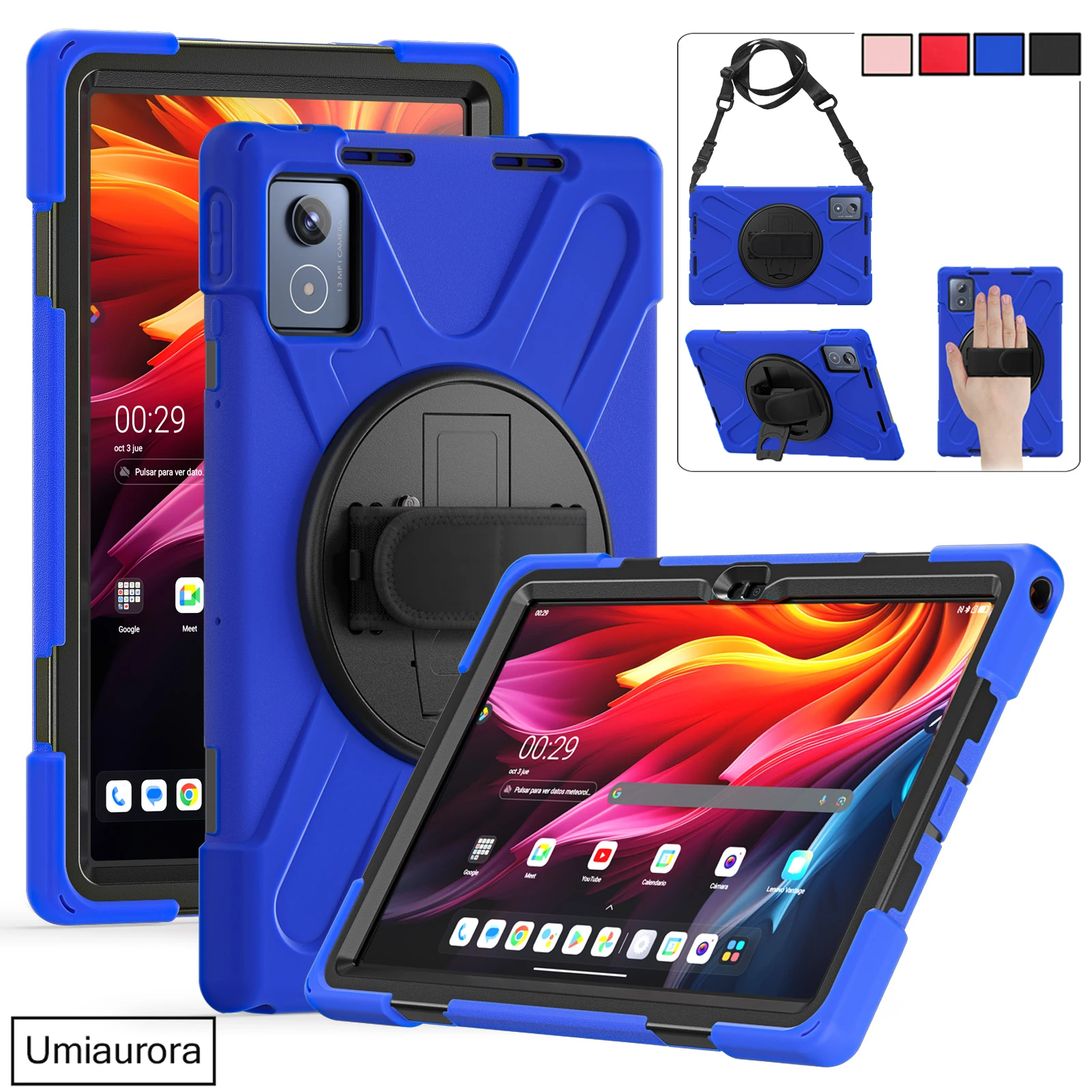 

For Lenovo Tab K11 Plus 11.5 inch TB352FU TB352XU Tablet Case 360 Rotation Hand Shoulder Strap Stand Shockproof PC Cover Funda