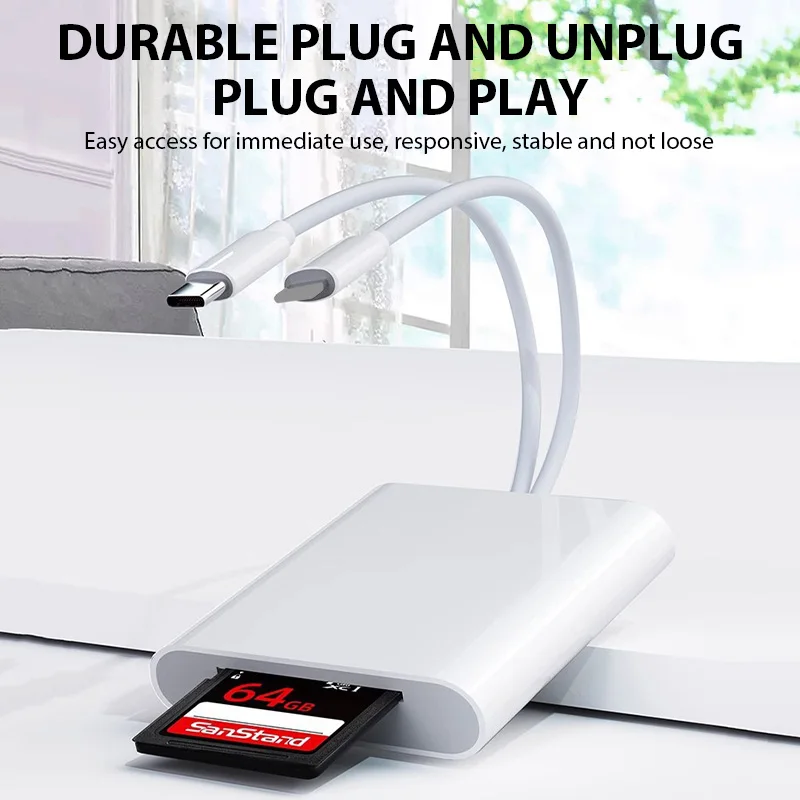 2 In 1 OTG Card Reader Type C/Lightning to SD TF Memory Card Adapter For PC Laptop iPhone Camera Multi High-speed Cardreader