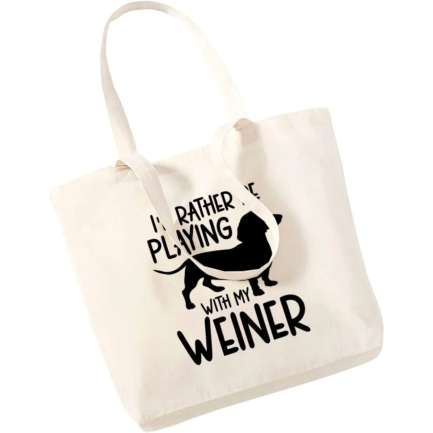 

2026 Dachshund Unisex Handbags Custom Canvas Tote Bag Print Daily Use Reusable Travel Casual Shopping Bag