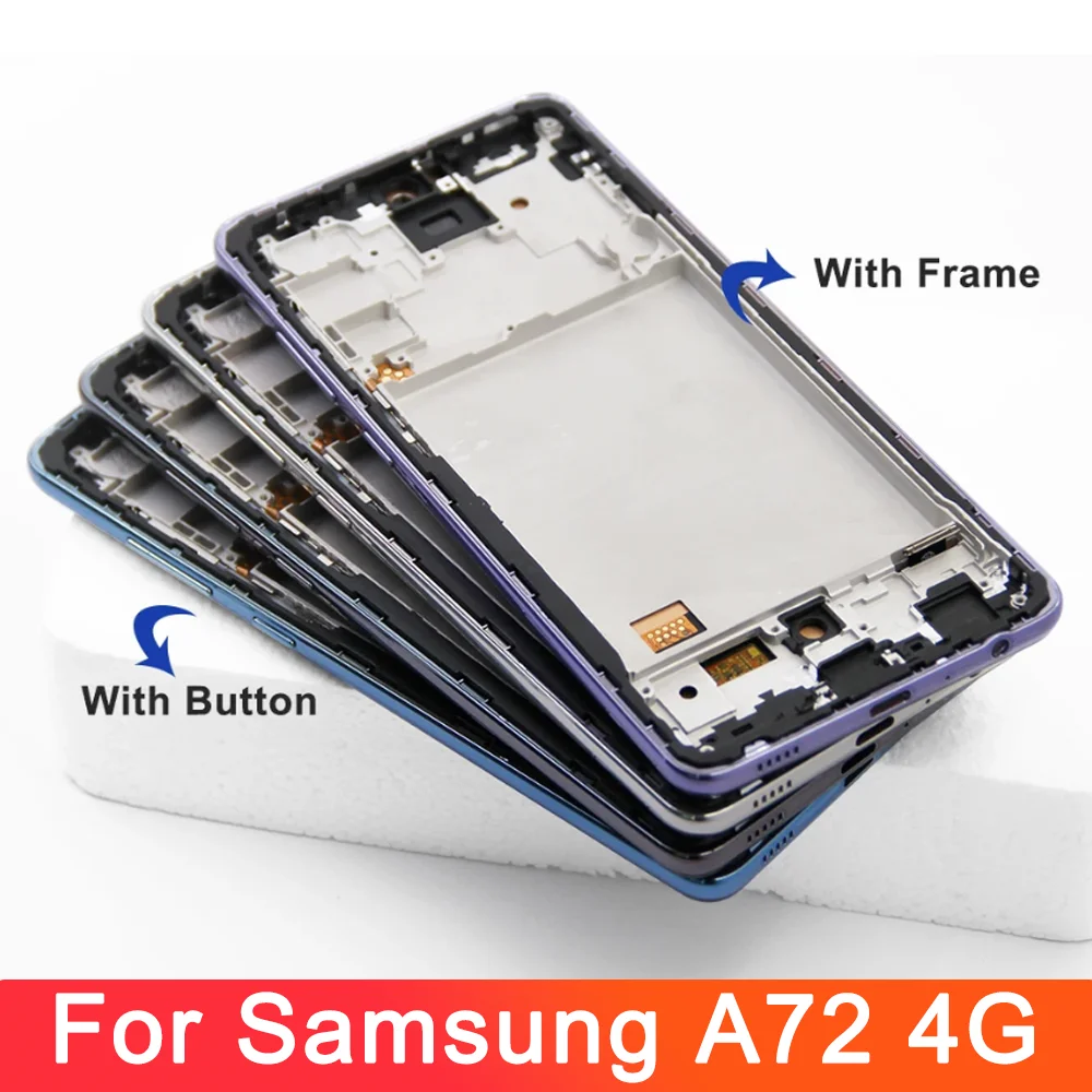 AMOLED For for Samsung Galaxy A72 4G A725 LCD Display Touch Screen Digitizer Assembly For Samsung A725F With Frame Replacement