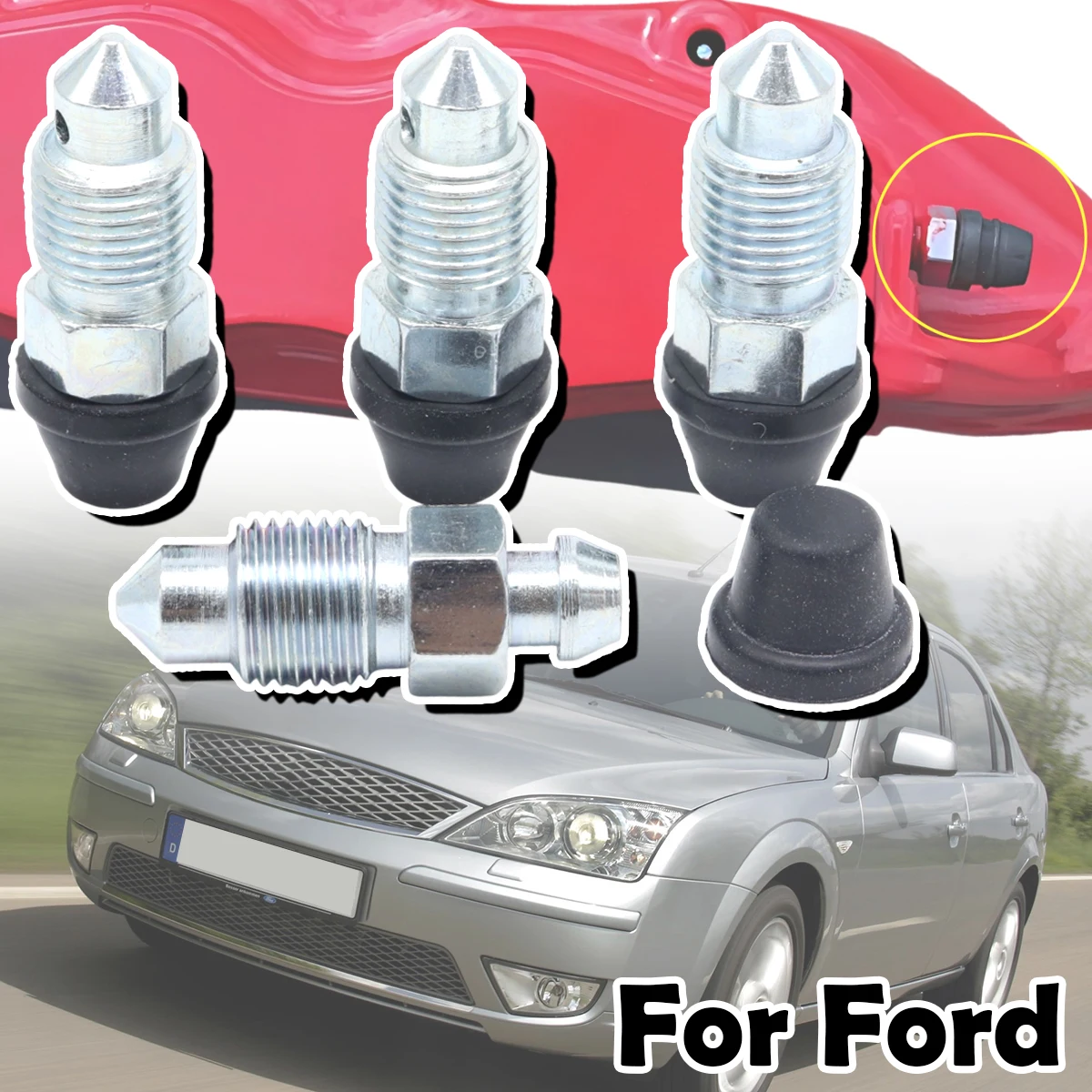 

Front Rear Bleeder Valves and Rubber Dust Caps Left Right Caliper Bleed Nipple Screw Repair For Ford Focus Transit Kuga Mondeo