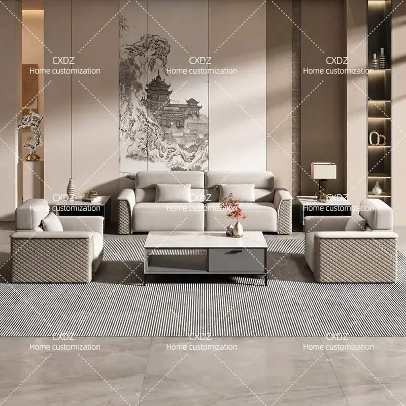Office sofa leather simple business reception room meeting area leisure office sofa coffee table combination three people