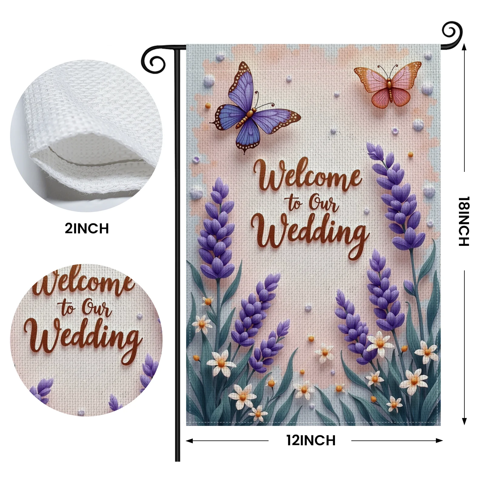 Wedding Welcome Banner Pastel Color Scheme Welcome Wedding Flag Outdoor Wedding Flag Lavender Pattern