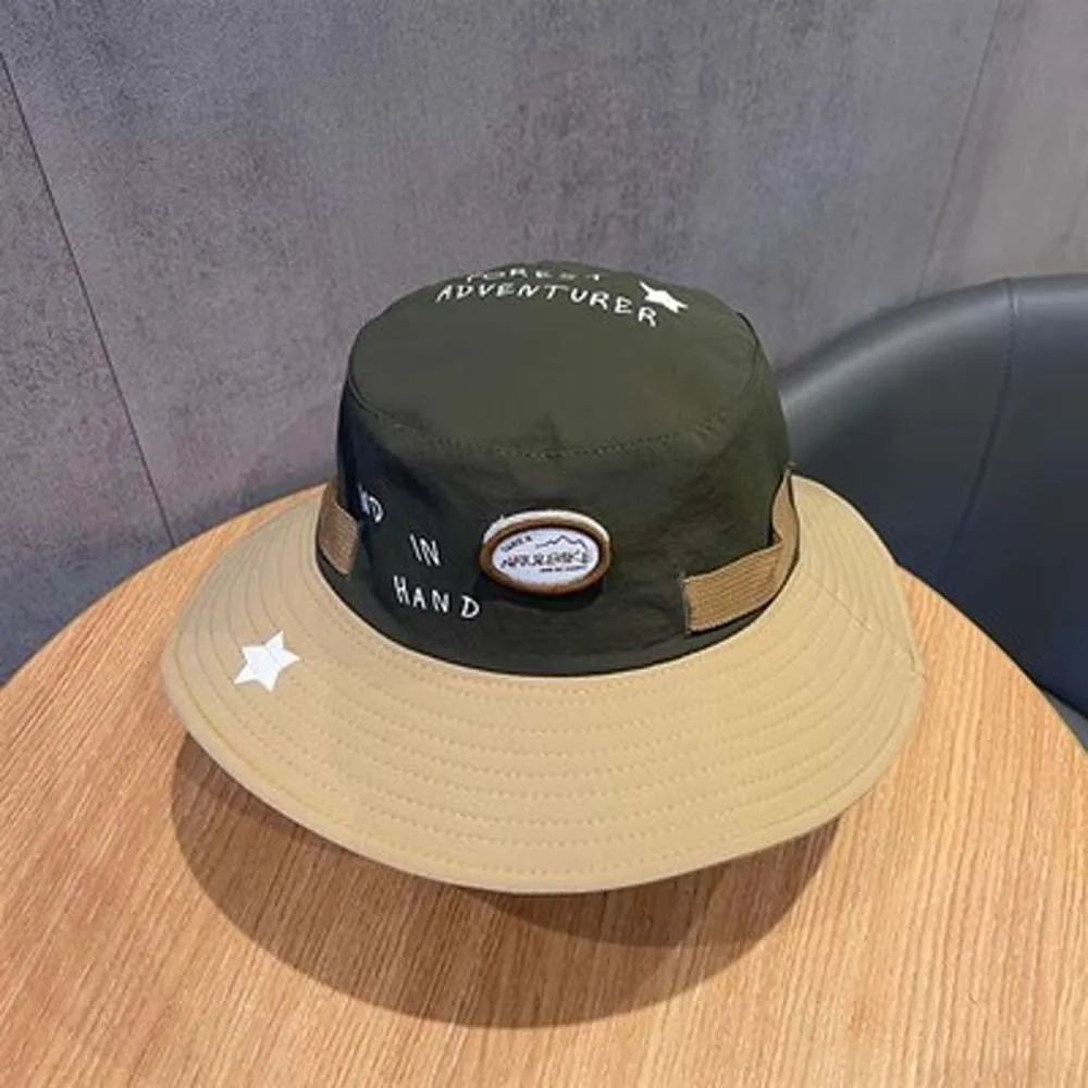 تنفس الأطفال صياد قبعة التباين اللون إلكتروني التطريز الاطفال غطاء دلو لينة الكورية نمط سريعة الجافة قبعة الشمس الشاطئ #2