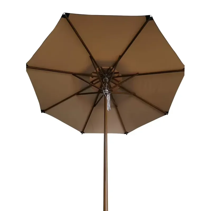 Commercial Outdoor Wood Grain Parasol Center Column Umbrella for Beach Garden Courtyard Hotels Parks-Versatile Outdoor 2