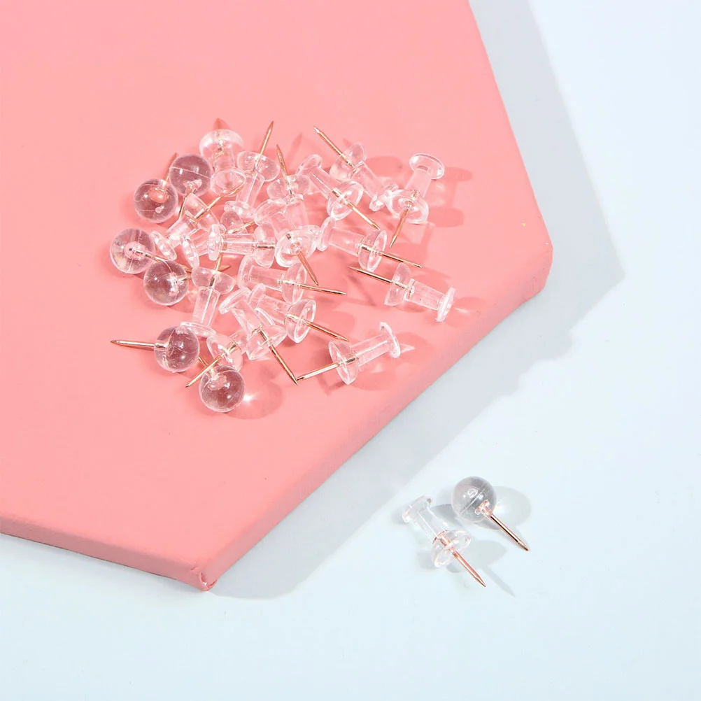 50 Pcs Multifunction Replaceable Tacks Daily Use Thumbtacks Clear Ball Push Pin Metal Shaped