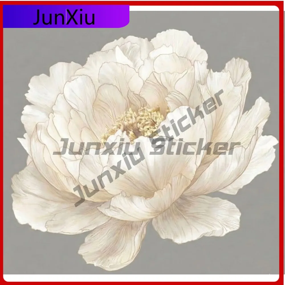 

Elegant White Peony Floral Vintage Car Laptop Window Bumper Waterproof Vinyl Decal Decoration Retro Cute Retro Trendy Cool
