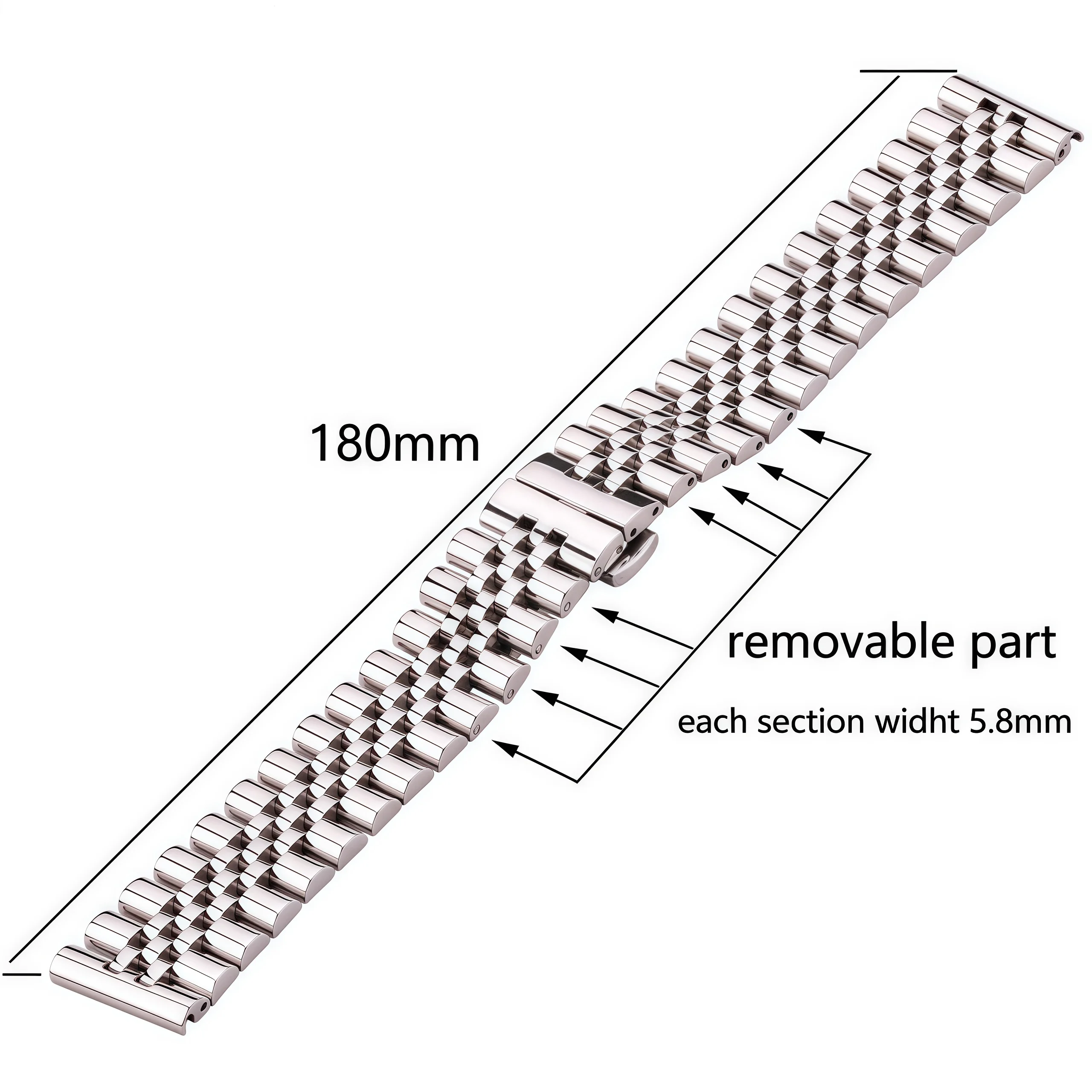 Stainless Steel Watchbands Silver Polished 16 18 19  20 21 22mm Metal Watch Bracelet Strap Accessories