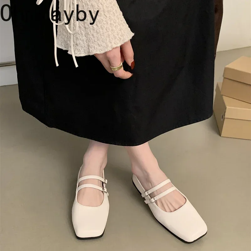 Square Toe Women Mary Jane Shoes Fashion Shallow Ladies Casual Soft Sole Flats 2024 Spring Women's Comfort Ballerinas Shoes