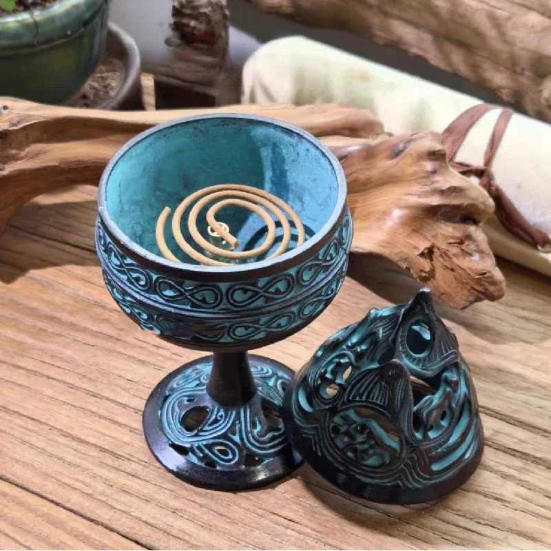 Zinc Alloy Retro Boshan Incense Burner Home Interior Decoration Supplies Temple Buddhist Hall/office/tea Room Incense Coil Tool