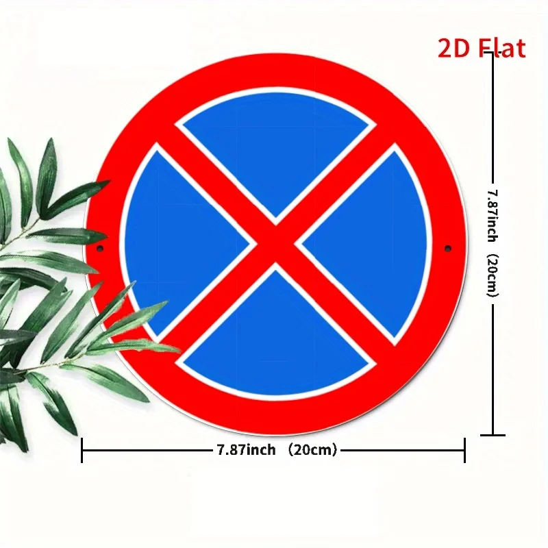 2D Flat - This Is a Flat 2D Parking Prohibition Sign Featuring a Red And Blue Circle with a Bold X. Made from Heavy-Duty Aluminu