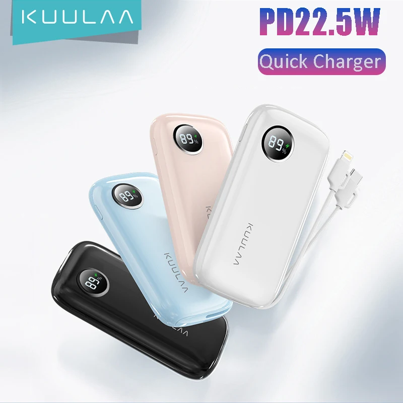 

KUULAA 10000mAh Power Bank PD 22.5W Portable Charger With Type-C Cable External Battery for iPhone 16 15 14 13 Pro Max Samsung