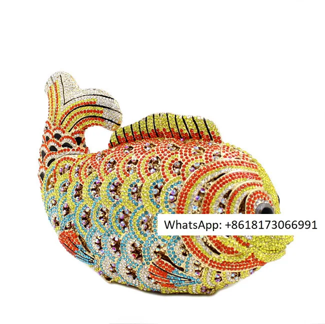 

Spot European and American Goldfish Women's Bag with Diamond Chain, Colorful Bag for Women's Banquet, Full Diamond Bag