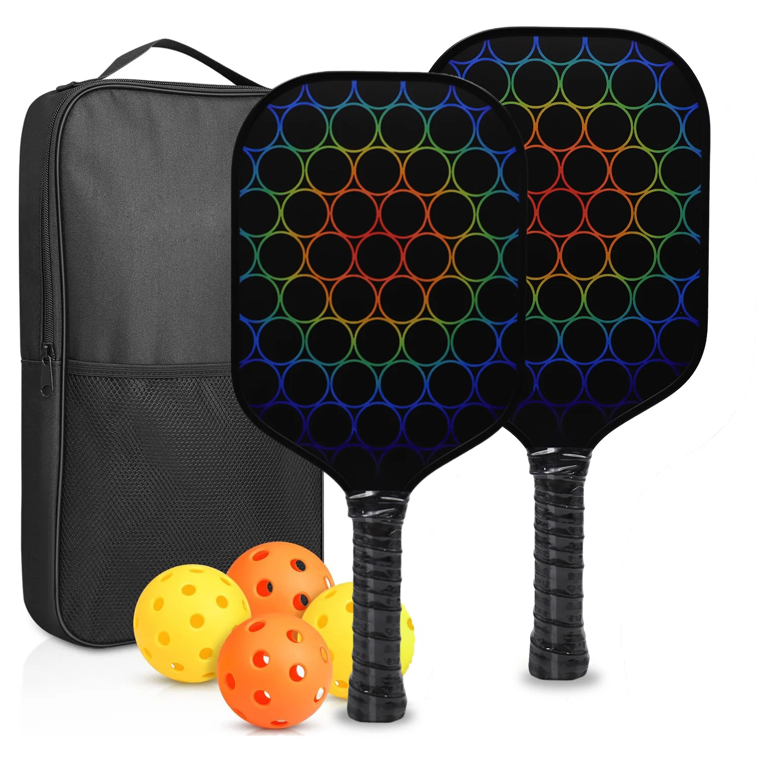 

Набор для пиклбола из стекловолокна: легкая, прочная, высококачественная ракетка (2 шт.) и 4 мяча для начинающих, тренировок и развлечений
