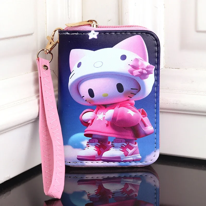 Sanrio Hello Kitty Coin Purse Anime Kuromi My Melody Woman Wallet Cartoon Portable PU Leather Zipper Coin Purse Girls Boys Gifts