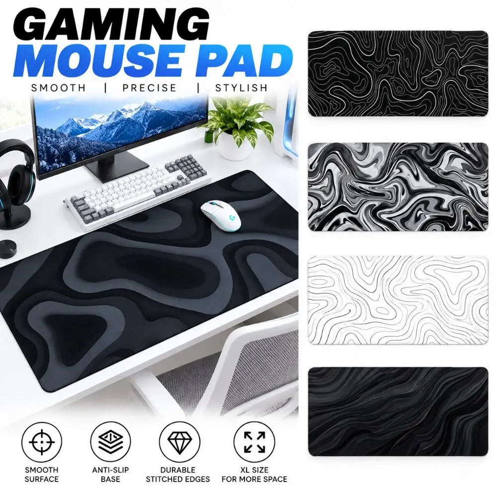 Professional Gaming Topographic Shape Gaming Mouse Pad Anti-Slip Wear-Resistant Office Keyboard Desk Mat Table Mat Office Use