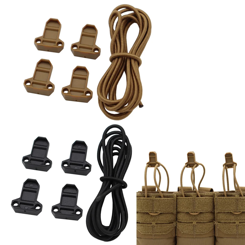 Tactical Magazine Elastic Shock Cord Retainer Pull Tab Fast Draw Elastic Retention Straps For Open Top Mag Pouch Vest