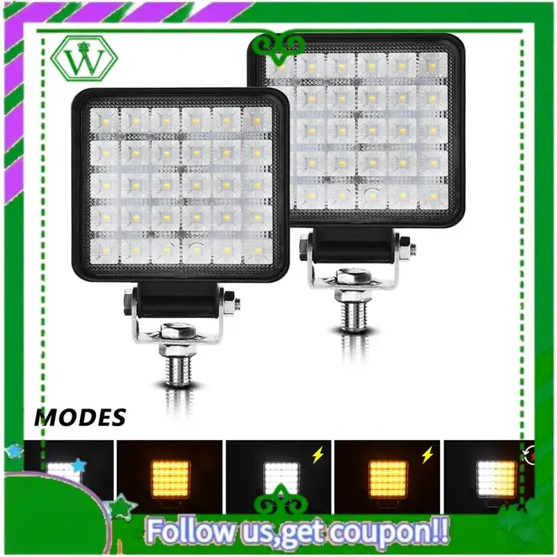 

AC34-4 Inch Square 90W Dual LED Work Lights, High-Power Flood Lamps For Trucks, Tractors, Boats, And All-Terrain Vehicles