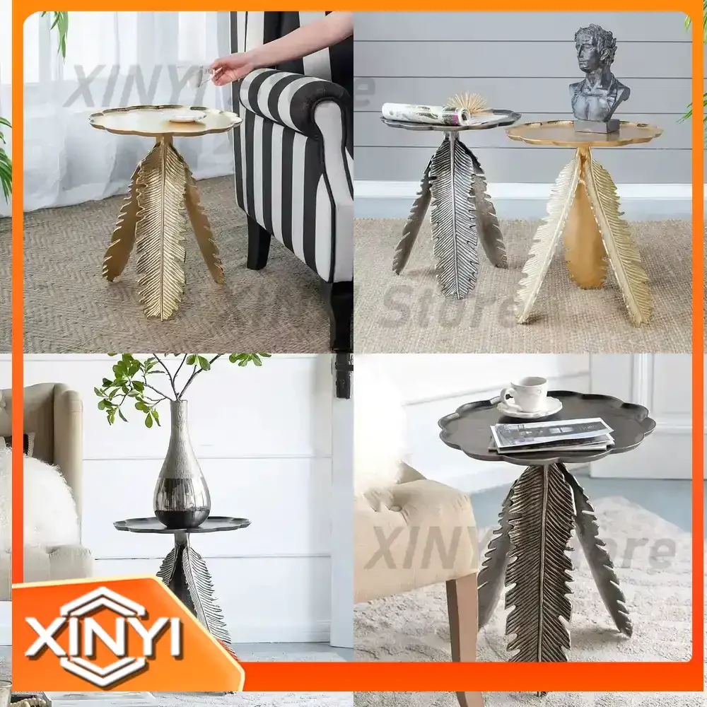 Small Round Metal Coffee Table for Living Room Corner Furniture Sofa Side Table