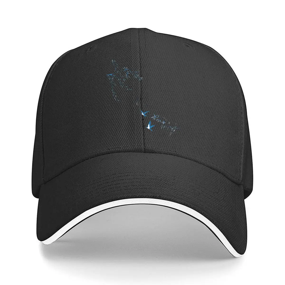Blue Bird Branch Floral Pattern Hip Hop hat Fashion Outdoor Sports Sandwich Baseball Cap