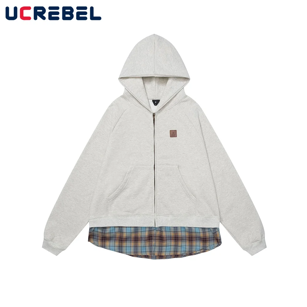 

Patchwork Hooded Sweatshirts Mens High Street Autumn Winter Loose Raglan Sleeve Hoodies Men Outerwear