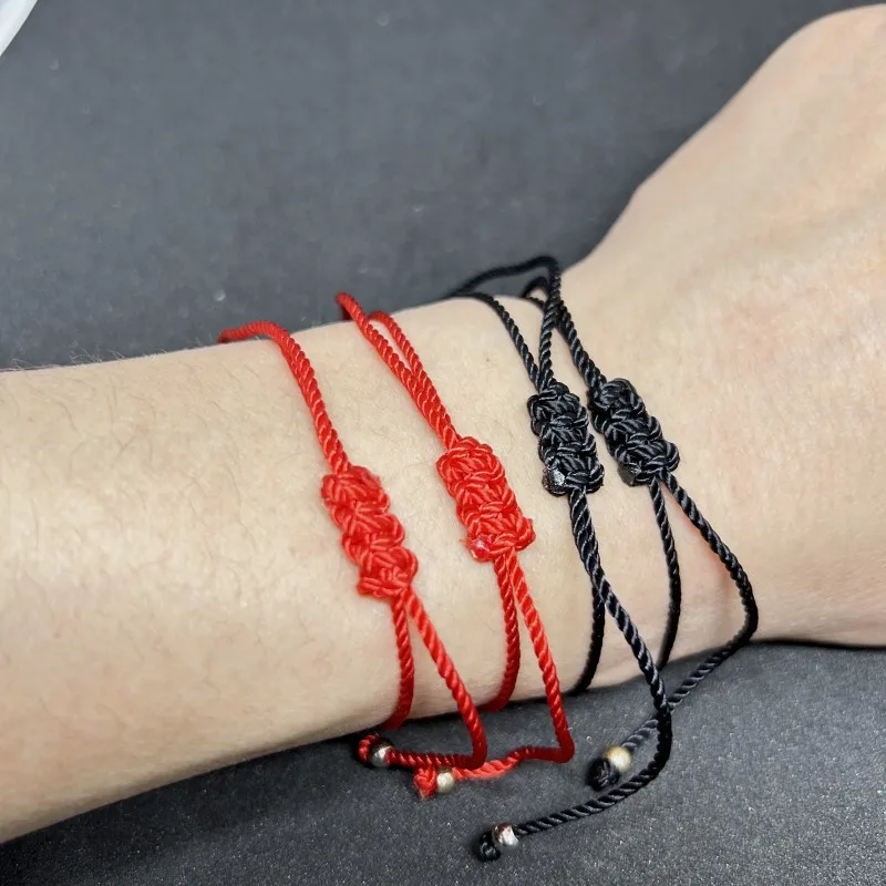 Red Black Catholic Religious Belief St. Benedict Cross Thread Knot Bracelet Adjustable Women Men Jewelry Gift