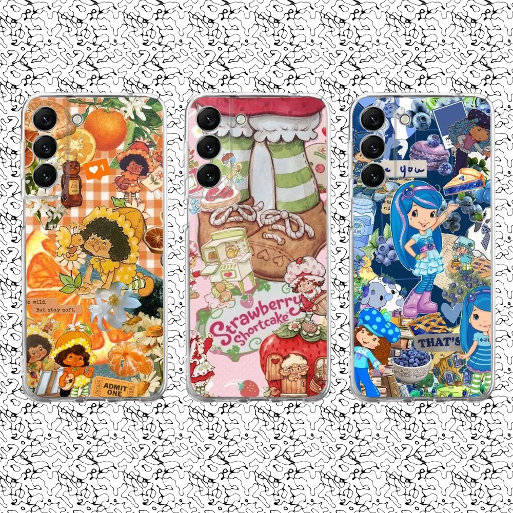 S-Strawberry S-Shortcake Character Silicone Phone Case For Samsung S30,23,21,22,20 Ultra,S20 FE lite,10,9,PIus Note20ultra Clear