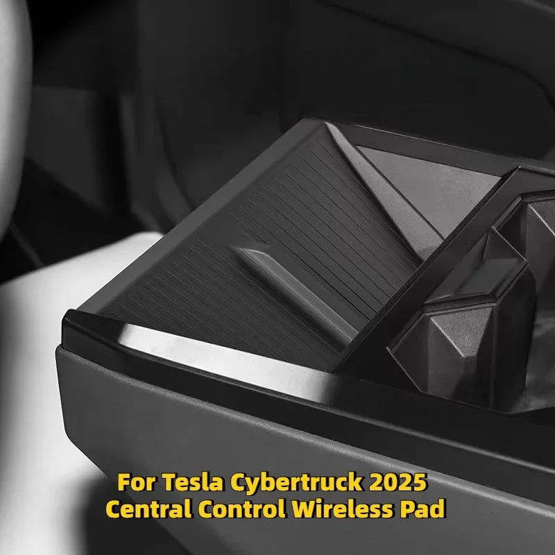 For Tesla Cybertruck 2025 Central Control Wireless Pad Car Accessories Pickup Truck Mobile Phone Non-slip Storage Mat Silicone