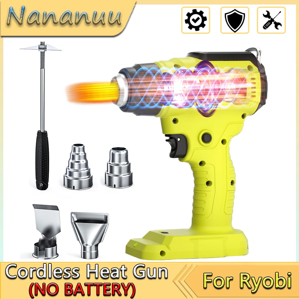 

Nananuu Cordless Heat Gun Handheld Hot Air Gun For DIY Stripping Paint Shrinking Power Tool For Ryobi P107 P108 18V Battery