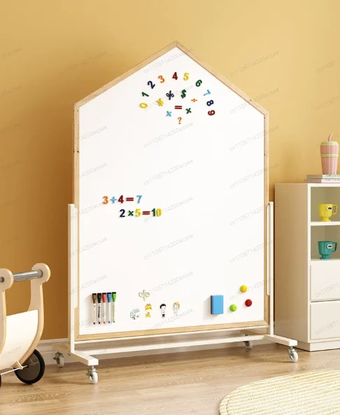 Children's drawing board double-sided magnetic movable bracket easel baby home graffiti whiteboard erasable blackboard