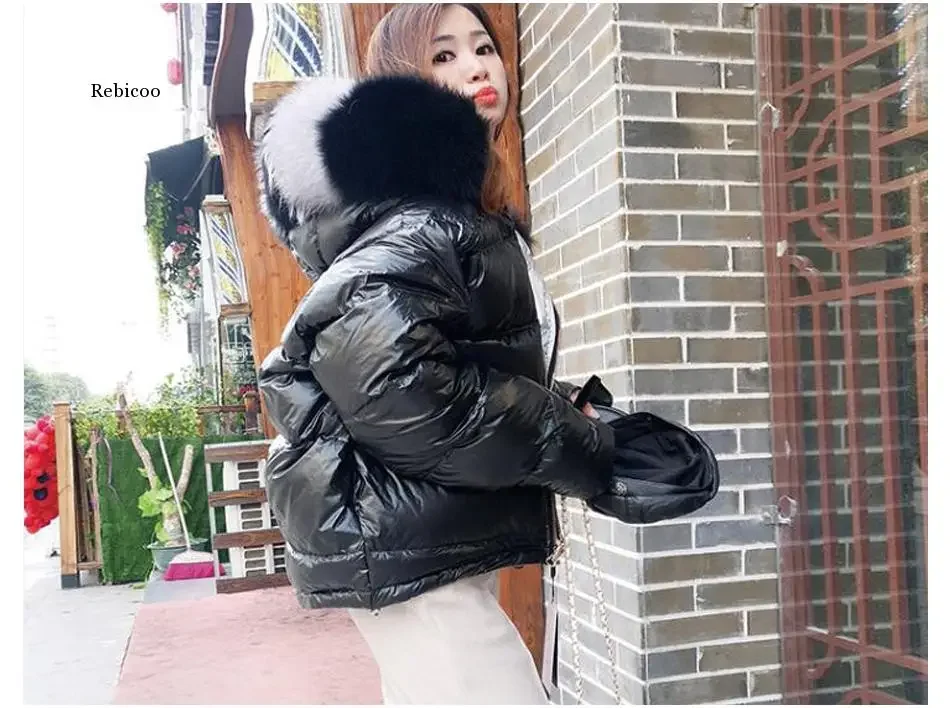 winter Eco-friendly fox fur collar cotton padded down jacket  fake fur coat Regular fashion warm big fur collar women\'s coat