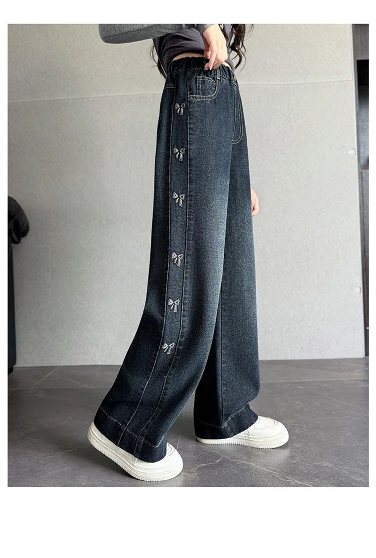 Neue Mädchen-Jeans mit Fleecefutter, Herbst-Winter, dicke, warme Kinderhose mit geradem Bein, Kinder-Allzweck-Jeanshose mit Polarfleece – Detail 21