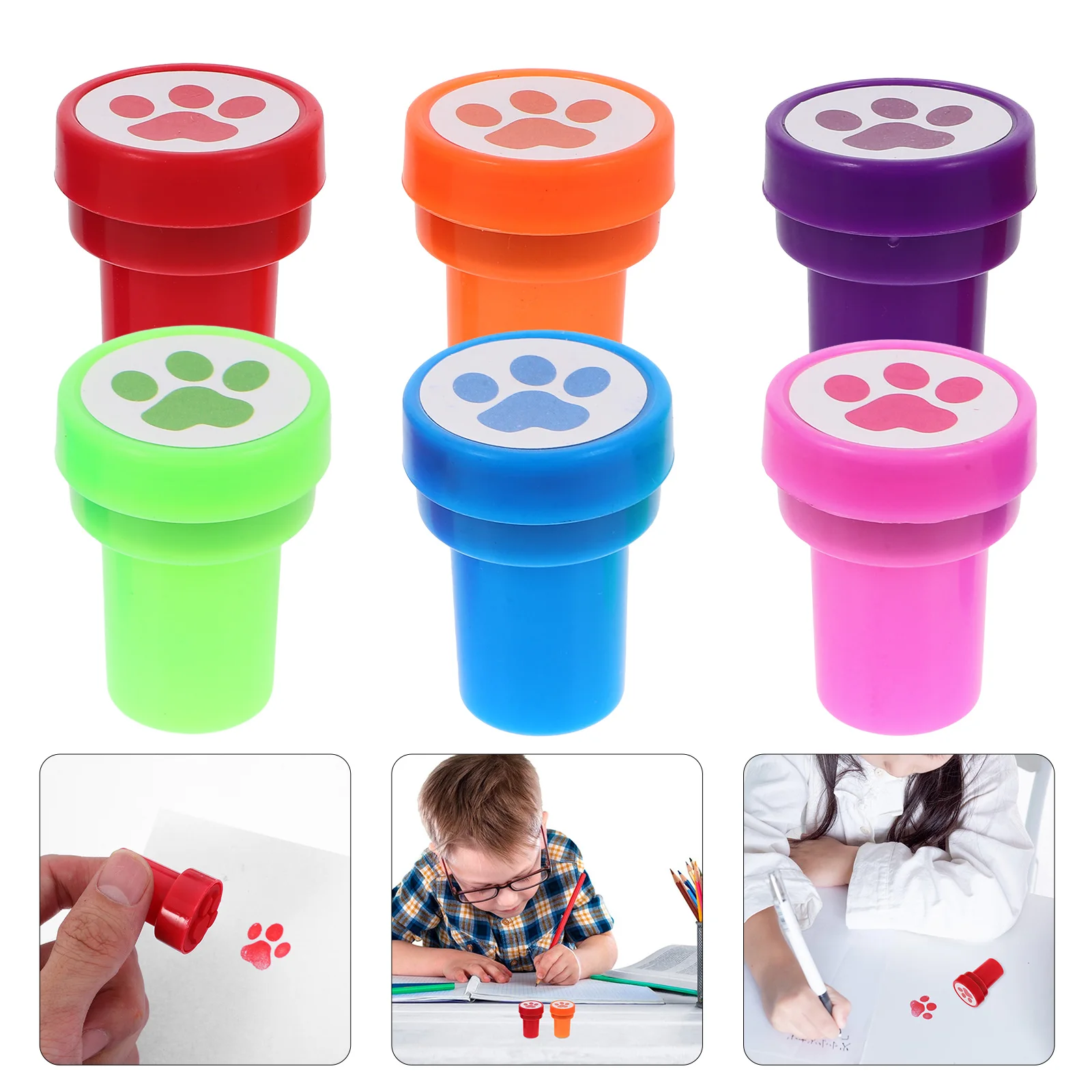 

12 Pcs Dog Paw Stamp Creative Diy Plastic Stamps For Crafting Supplies Bulk Favors Office Seal School Stationery Cute Stampers