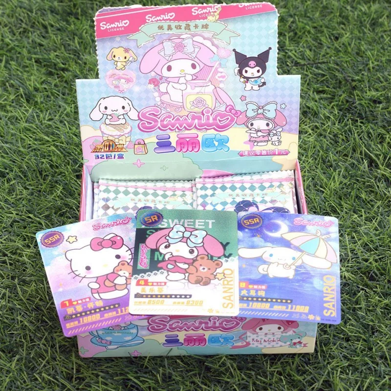 New Sanrio Hello Kitty Cards 32bag 198pcs Kuromi Trading Card Game My Melody Booster Box Cartoon Christmas Gift Collection Toy