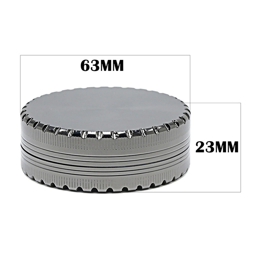 63mm Toothless Zinc Alloy Herb Grinder Tobacco Smoke Spice Crusher Mill Shredder Push Type 3 Parts Rolling Accessories