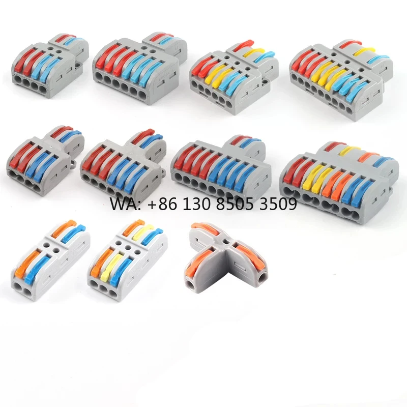 

Quick Universal Compact Conductor Lever Wiring Connection Splitter SPL Spring Splicing Push-in Terminal Block for Home 222 223