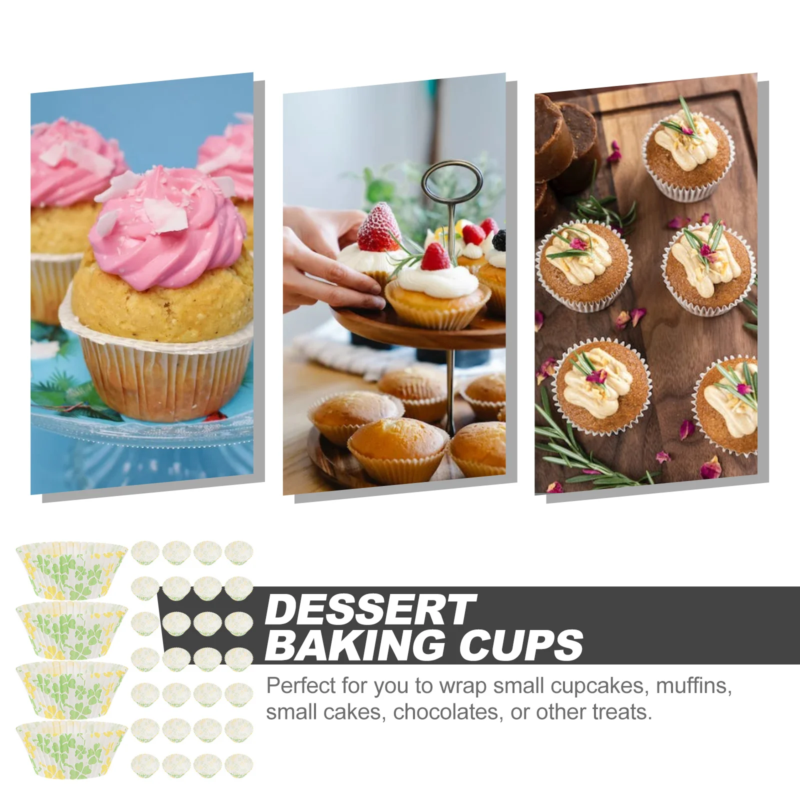 

100pcs Cake Muffin Liners Printed Baking Cups For Cupcakes Desserts Party Wedding Holiday Baking Supplies Kitchen Bakeware