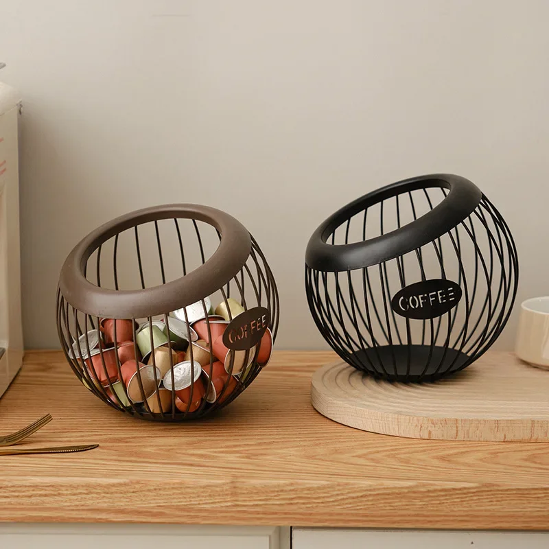 D12- iron fruit basket, coffee capsule storage basket, desktop decoration, tea table, snacks, dried fruits, fruits, and candy