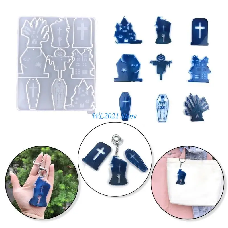 G5GC Halloween Coffin keychain chookone mould with hole keyring keyring jold about valentines day hift miftmolemy jewelry