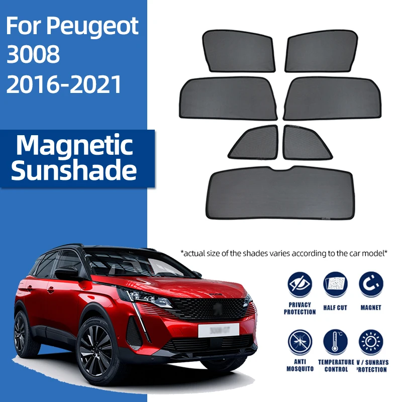 

For Peugeot 3008 P84 Mk2 2016-2023 Magnetic Car Rear Side Baby Window SunShade Shield Front Windshield Curtain Sun shade Visor