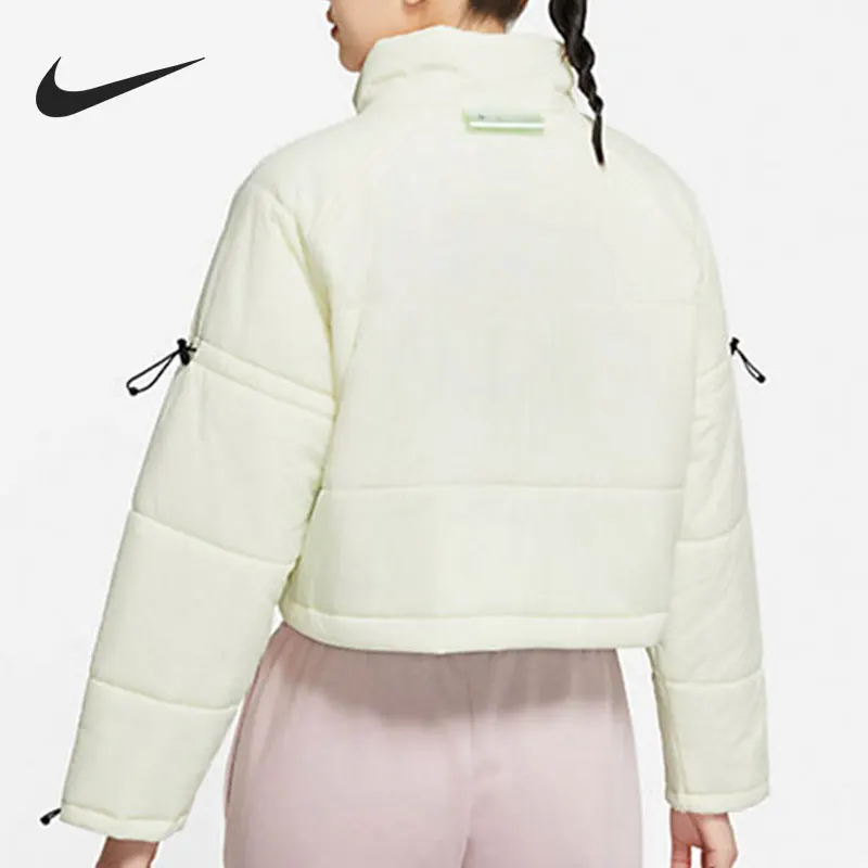 Nike genuine women's standing collar woven windproof and warm short casual sports cotton jacket DH1367-113