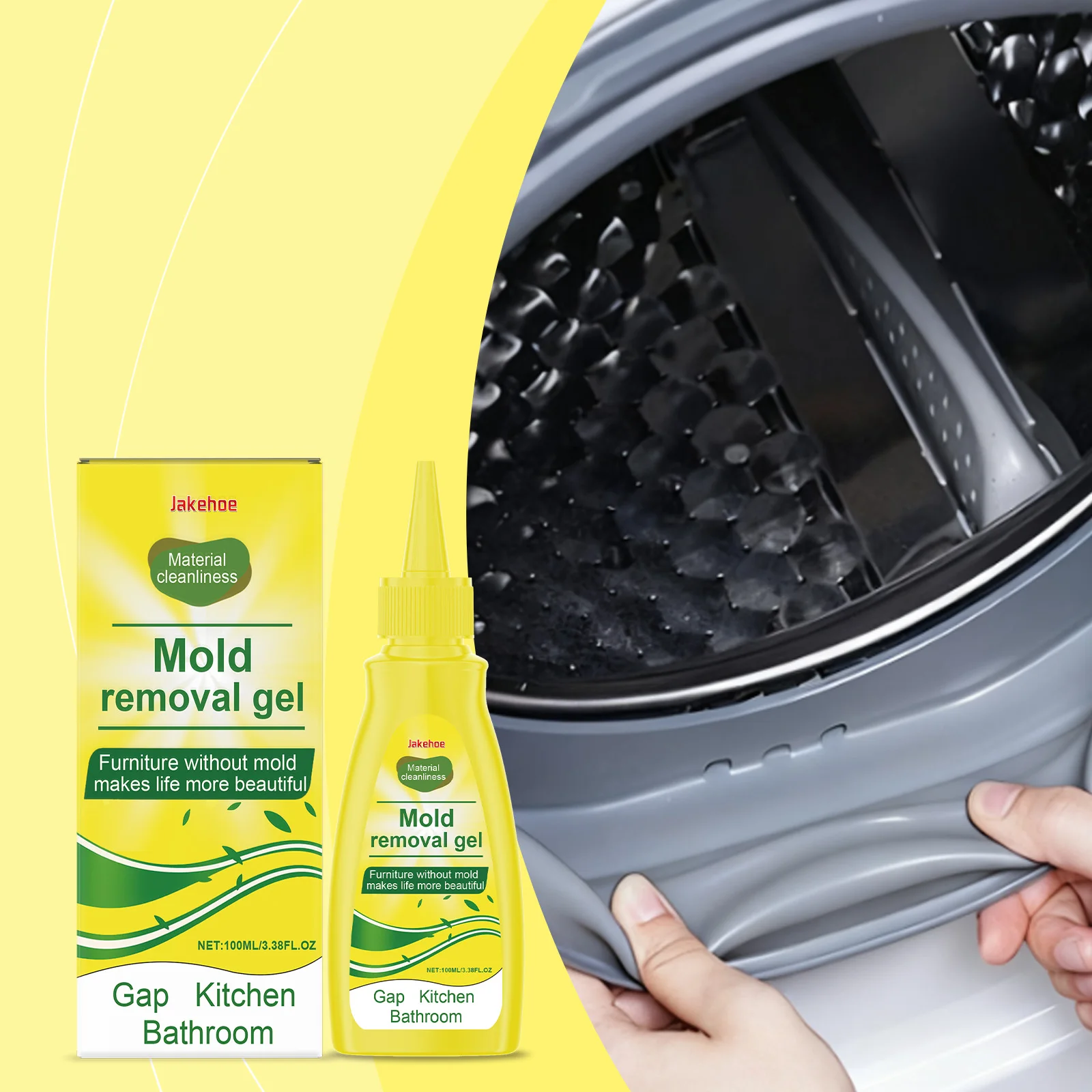 JAKEHOE Kitchen Cleaning Gel Quickly Dissolving Mildew Stains Eliminate Odors No Residue Household Mold Remover Gel for Bathroom