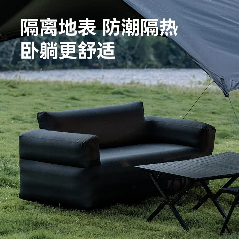 Outdoor double inflatable sofa, portable outdoor camping picnic air bed