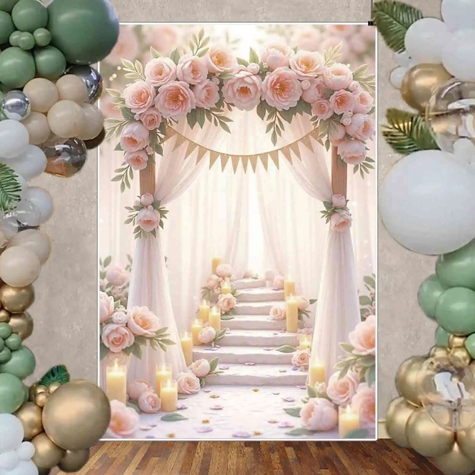 MOON.QG Fairy Forest Flower Arch Curtain Garden Background Photography Wedding Backdrop Girl Birthday Wallpaper Custom Photozone