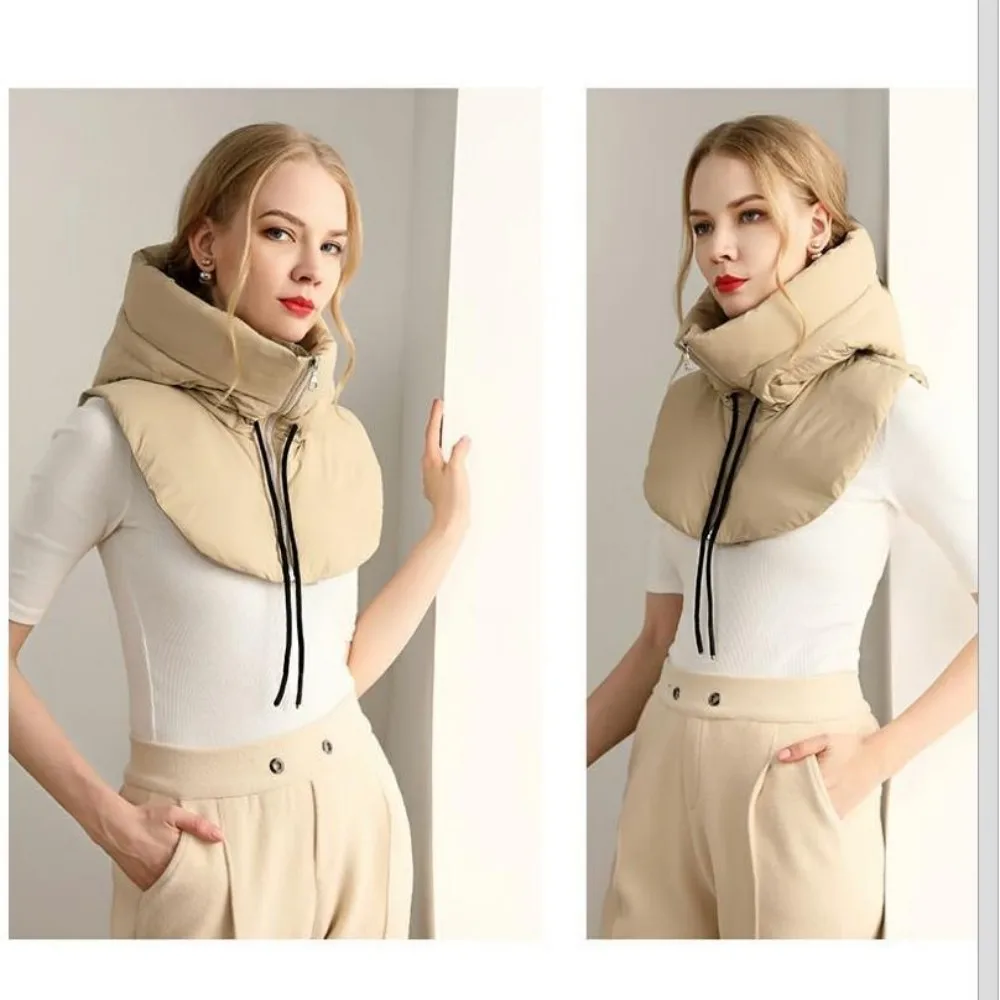 غطاء الرقبة القابل للإزالة وشاح بالاكلافا قبعة الشتاء خفيفة أسفل مقنعين القبعات الرباط سستة معطف قصير تانك الأعلى للجنسين
