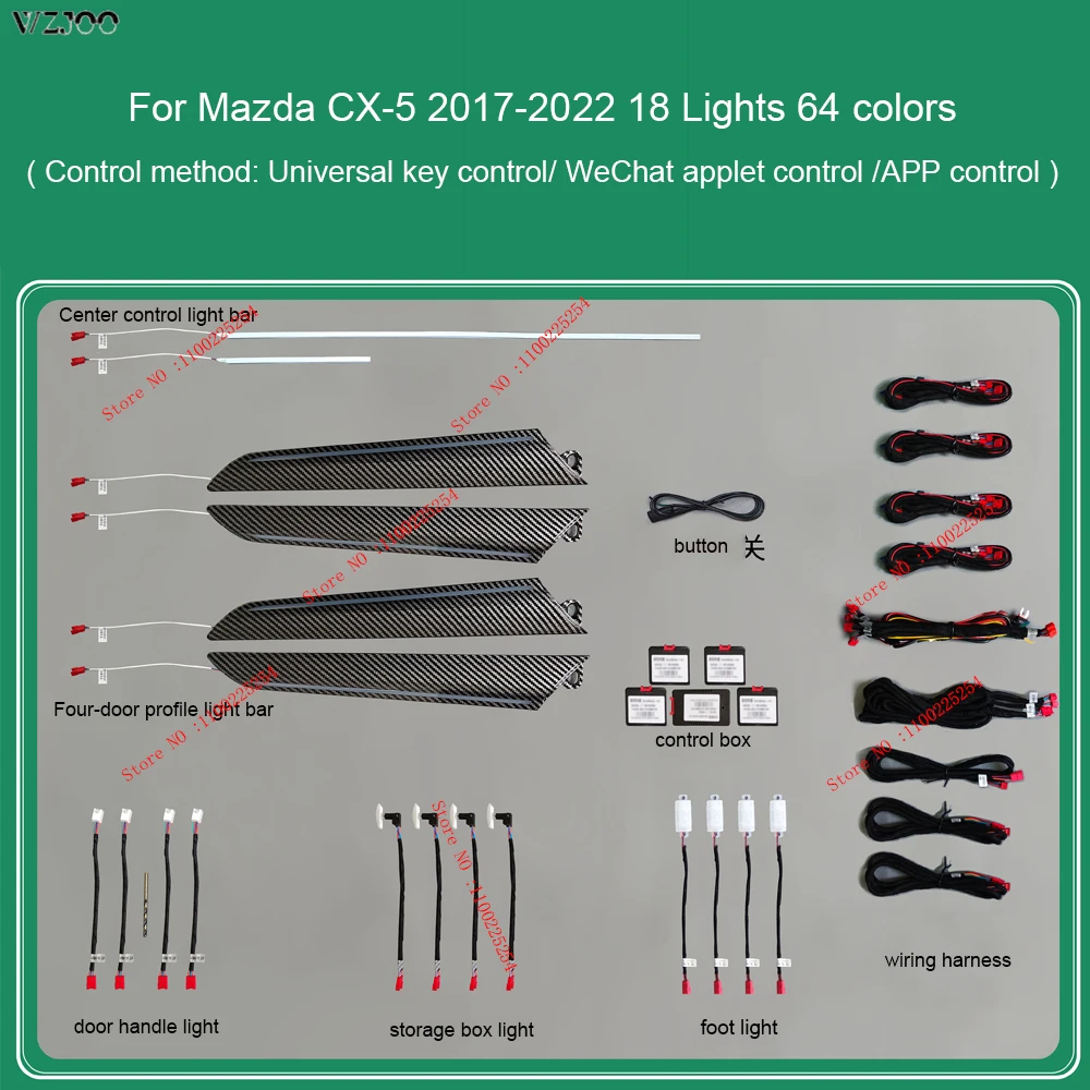 Symphony Ambient Light LED Atmosphere Lamp Door illuminated Panel For Mazda CX-5 CX5 2017-2022 Front Dashboard Strip Light